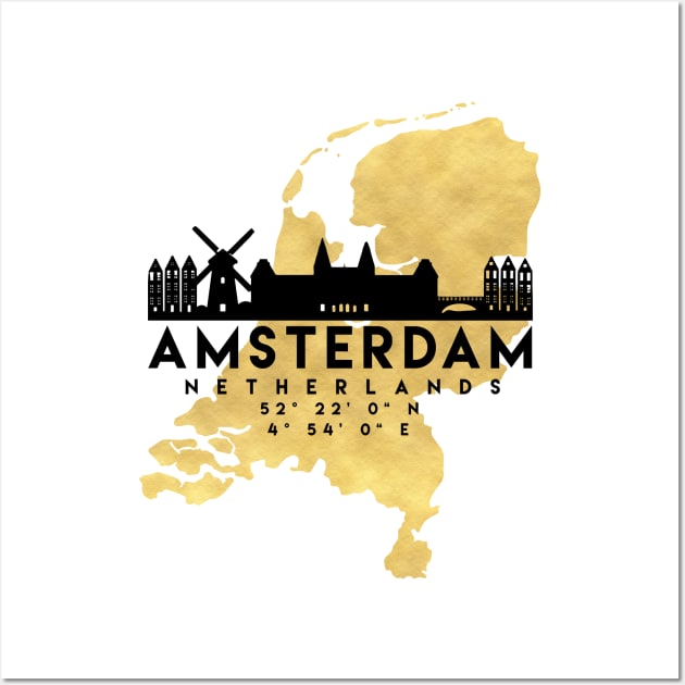 Amsterdam Netherlands Skyline Map Art Wall Art by deificusArt